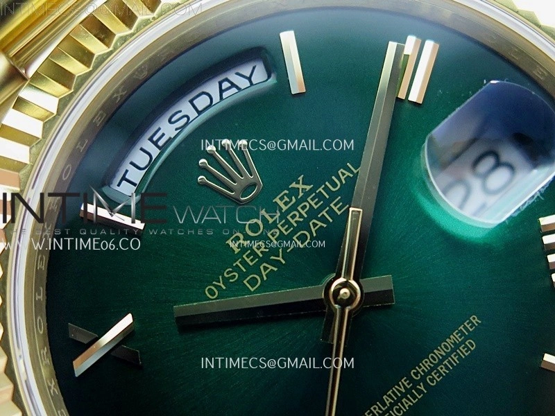 Day Date 228238 40mm 904L YG 1:1 AR+F Best Edition Green Gradient Dial Roman Markers on YG President Bracelet SA3255