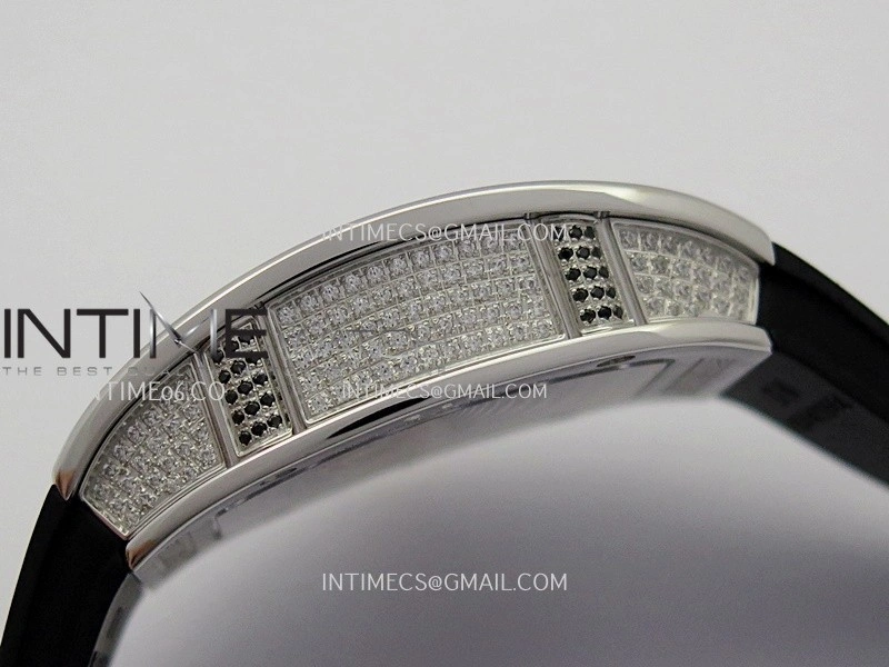 RM07 Full Paved Diamonds SS ZF Best Edition Red Diamond Skeleton Dial On Black Rubber Strap Asian CRMA2 Clone