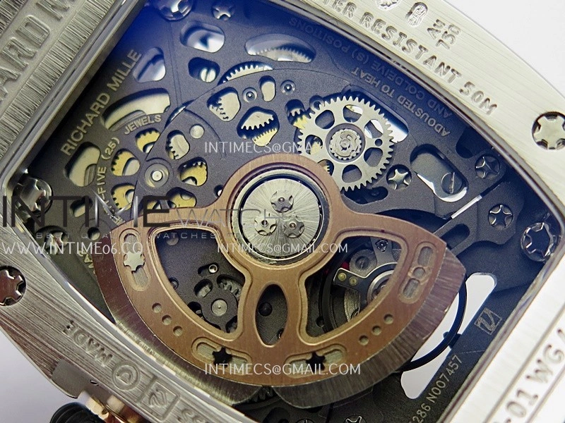 RM07 Full Paved Diamonds SS ZF Best Edition Red Diamond Skeleton Dial On Black Rubber Strap Asian CRMA2 Clone