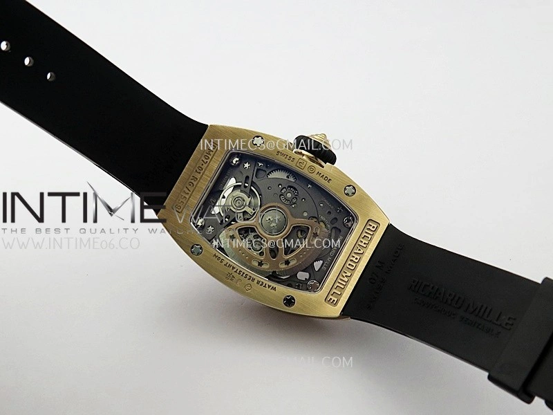 RM07 Full Paved Diamond RG ZF Best Edition Red Diamond Skeleton Dial On Black Rubber Strap Asian CRMA2 Clone