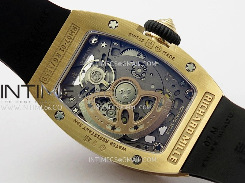 RM07 Full Paved Diamond RG ZF Best Edition Red Diamond Skeleton Dial On Black Rubber Strap Asian CRMA2 Clone
