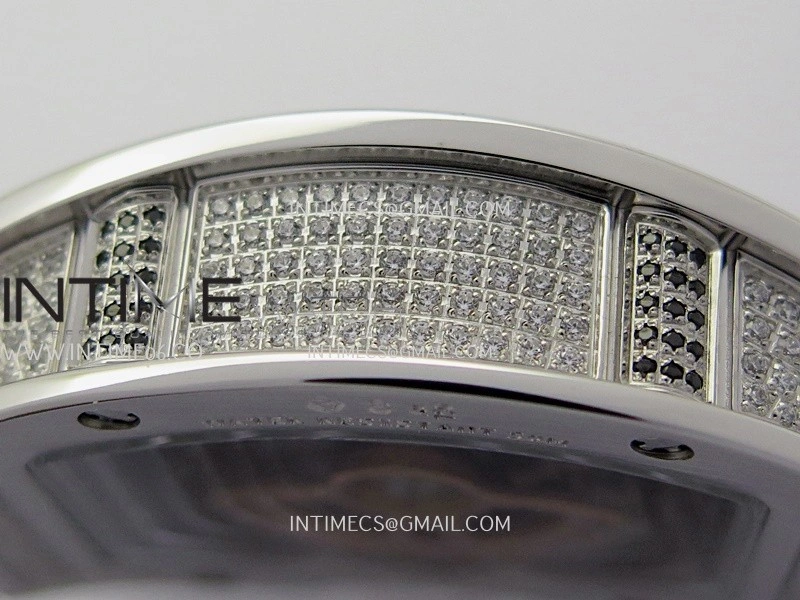 RM07 Full Paved Diamond SS ZF Best Edition Red Diamond Skeleton Dial On White Rubber Strap Asian CRMA2 Clone