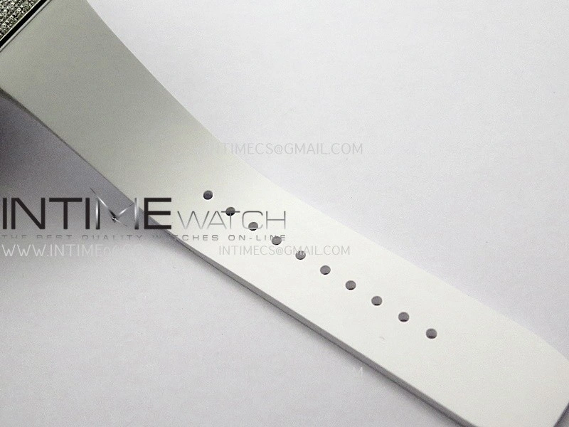 RM07 Full Paved Diamond SS ZF Best Edition Red Diamond Skeleton Dial On White Rubber Strap Asian CRMA2 Clone