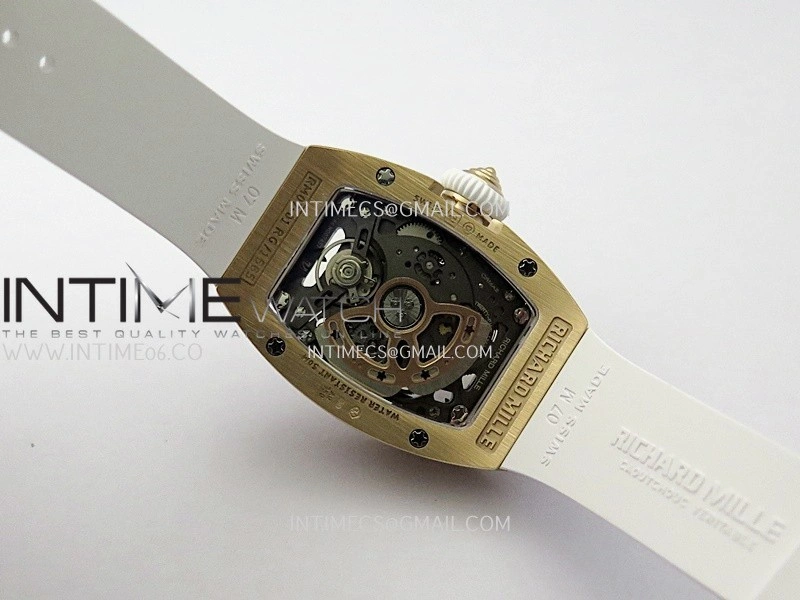RM07 Full Paved Diamond RG ZF Best Edition Red Diamond Skeleton Dial On White Rubber Strap Asian CRMA2 Clone