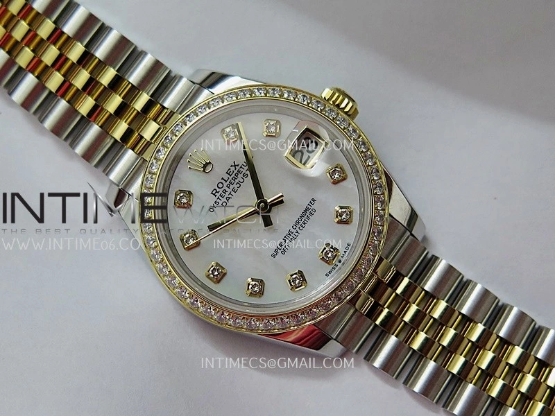 DateJust 31mm 904L SS YG AR+F Best Edition White MOP Dial Diamond Marker On 904L SS YG Jubilee Bracelet A2236