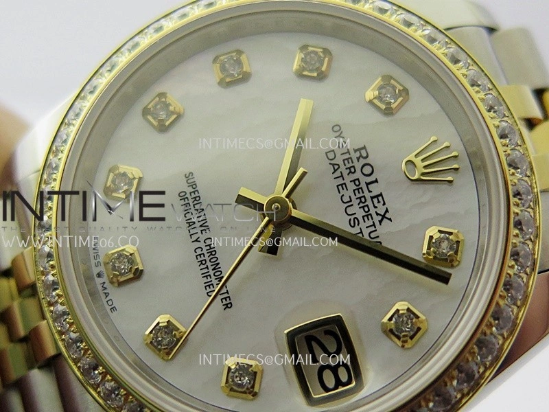 DateJust 31mm 904L SS YG AR+F Best Edition White MOP Dial Diamond Marker On 904L SS YG Jubilee Bracelet A2236