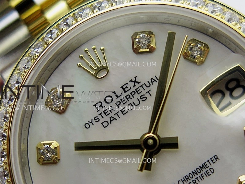 DateJust 31mm 904L SS YG AR+F Best Edition White MOP Dial Diamond Marker On 904L SS YG Jubilee Bracelet A2236