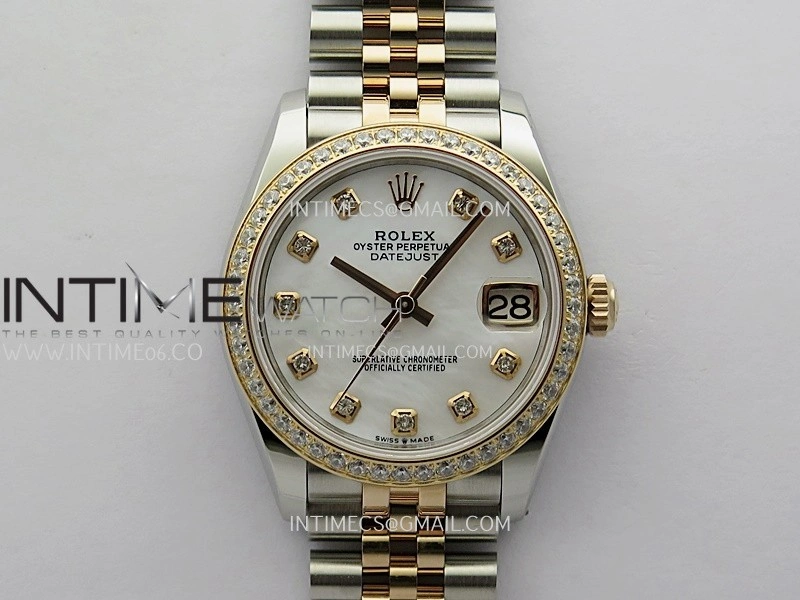 DateJust 31mm 904L SS RG AR+F Best Edition White MOP Dial Diamond Marker On 904L RG SS Jubilee Bracelet A2236