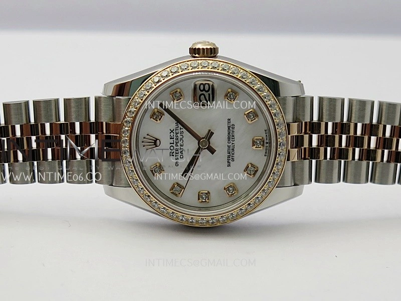 DateJust 31mm 904L SS RG AR+F Best Edition White MOP Dial Diamond Marker On 904L RG SS Jubilee Bracelet A2236