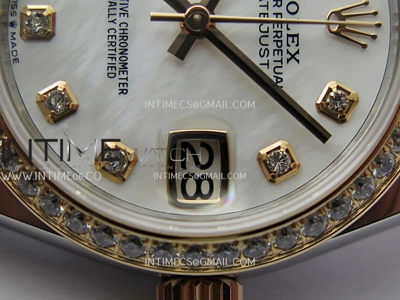 DateJust 31mm 904L SS RG AR+F Best Edition White MOP Dial Diamond Marker On 904L RG SS Jubilee Bracelet A2236