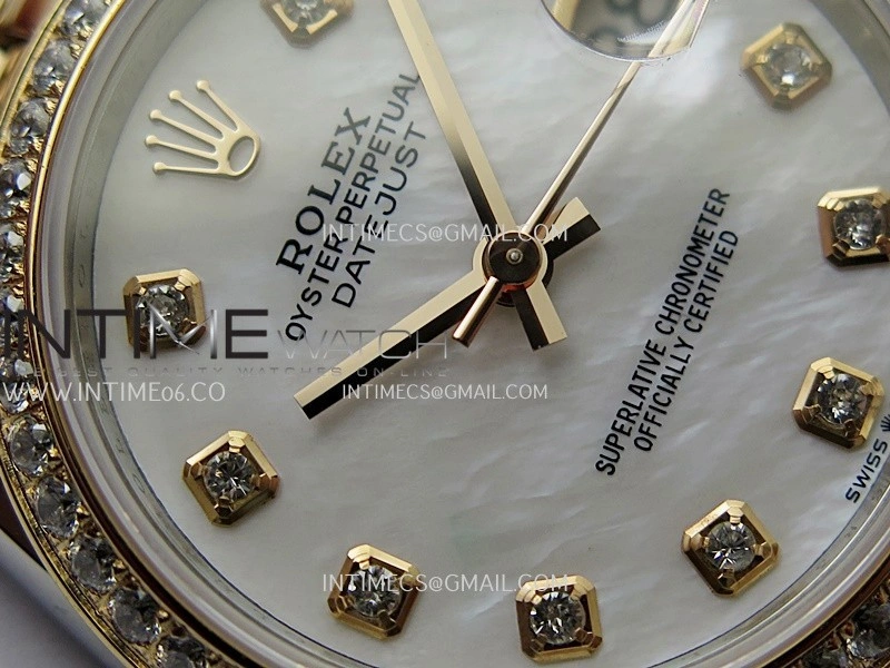 DateJust 31mm 904L SS RG AR+F Best Edition White MOP Dial Diamond Marker On 904L RG SS Jubilee Bracelet A2236