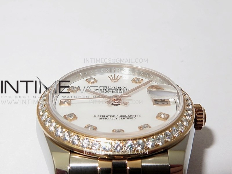 DateJust 31mm 904L SS RG AR+F Best Edition White MOP Dial Diamond Marker On 904L RG SS Jubilee Bracelet A2236