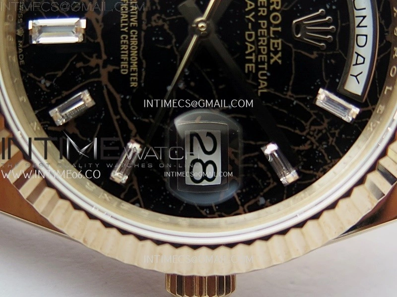 Day Date 228235 40mm 904L RG QF Gain Weight Black Hematite Quartz T Dia Markers on RG President Bracelet A2836