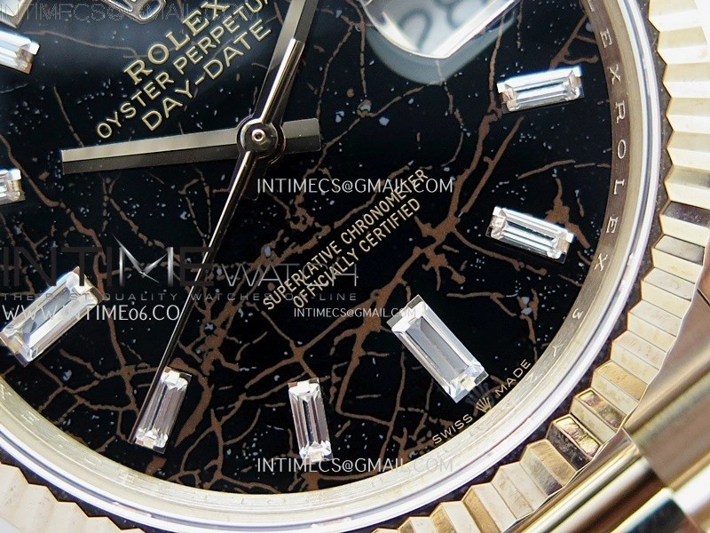 Day Date 228235 40mm 904L RG QF Gain Weight Black Hematite Quartz T Dia Markers on RG President Bracelet A2836