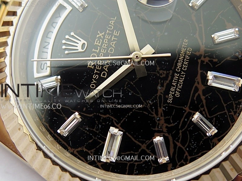 Day Date 228235 40mm 904L RG QF Gain Weight Black Hematite Quartz T Dia Markers on RG President Bracelet A2836