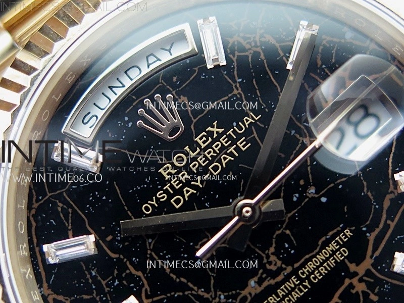 Day Date 228235 40mm 904L RG QF Gain Weight Black Hematite Quartz T Dia Markers on RG President Bracelet A2836