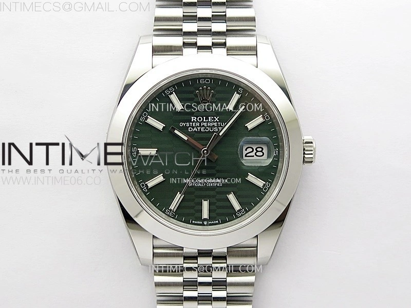 DateJust 41mm 126300 904 SS AR+F V2 1:1 Best Edition Fluted Green Dial Sticks Markers on Jubilee Bracelet DD3235