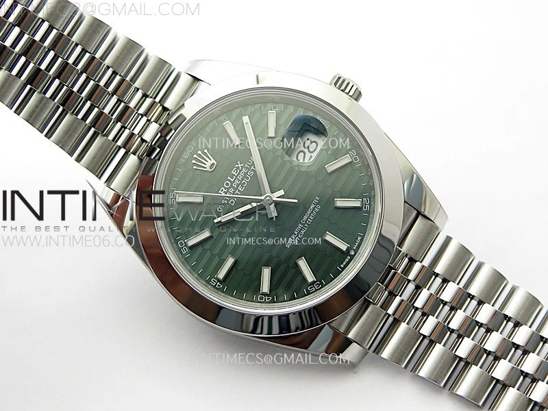 DateJust 41mm 126300 904 SS AR+F V2 1:1 Best Edition Fluted Green Dial Sticks Markers on Jubilee Bracelet DD3235