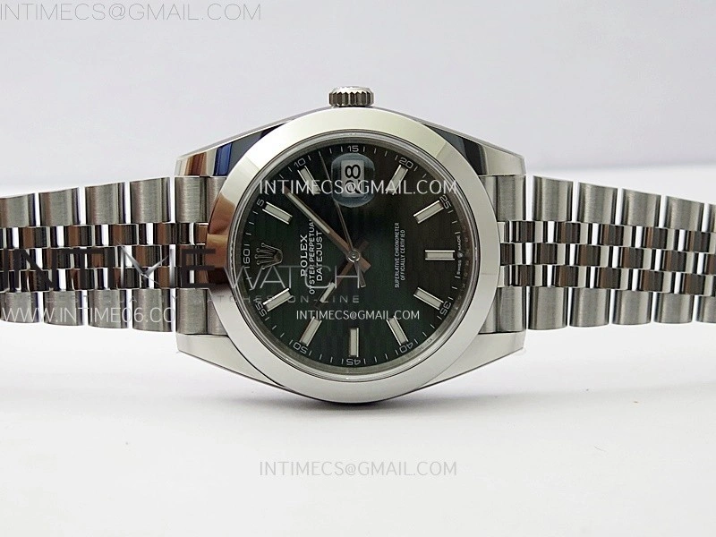 DateJust 41mm 126300 904 SS AR+F V2 1:1 Best Edition Fluted Green Dial Sticks Markers on Jubilee Bracelet DD3235
