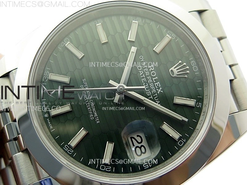 DateJust 41mm 126300 904 SS AR+F V2 1:1 Best Edition Fluted Green Dial Sticks Markers on Jubilee Bracelet DD3235