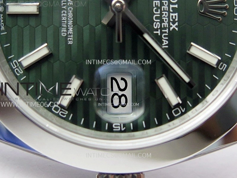 DateJust 41mm 126300 904 SS AR+F V2 1:1 Best Edition Fluted Green Dial Sticks Markers on Jubilee Bracelet DD3235