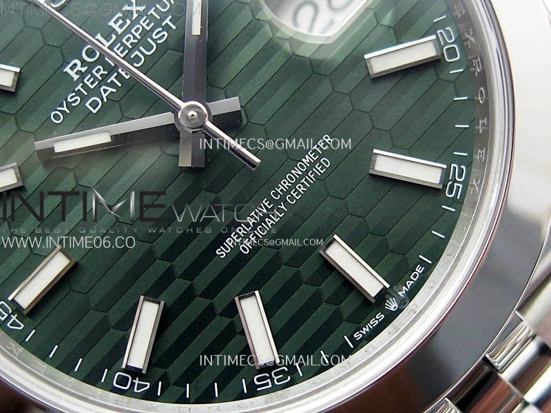 DateJust 41mm 126300 904 SS AR+F V2 1:1 Best Edition Fluted Green Dial Sticks Markers on Jubilee Bracelet DD3235