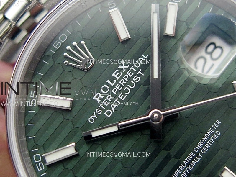 DateJust 41mm 126300 904 SS AR+F V2 1:1 Best Edition Fluted Green Dial Sticks Markers on Jubilee Bracelet DD3235