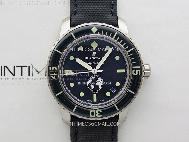 Fifty Fathoms 5008-11B40-52A SS ZF 1:1 Best Edition Blue Dial on Blue Nylon Strap A1151
