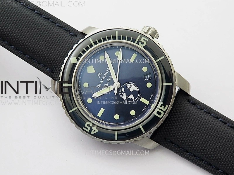 Fifty Fathoms 5008-11B40-52A SS ZF 1:1 Best Edition Blue Dial on Blue Nylon Strap A1151