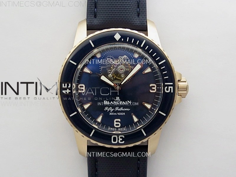 Fifty Fathoms RG YSF Best Edition Blue Dial on Blue Sail-canvas Strap Asian Tourbillon