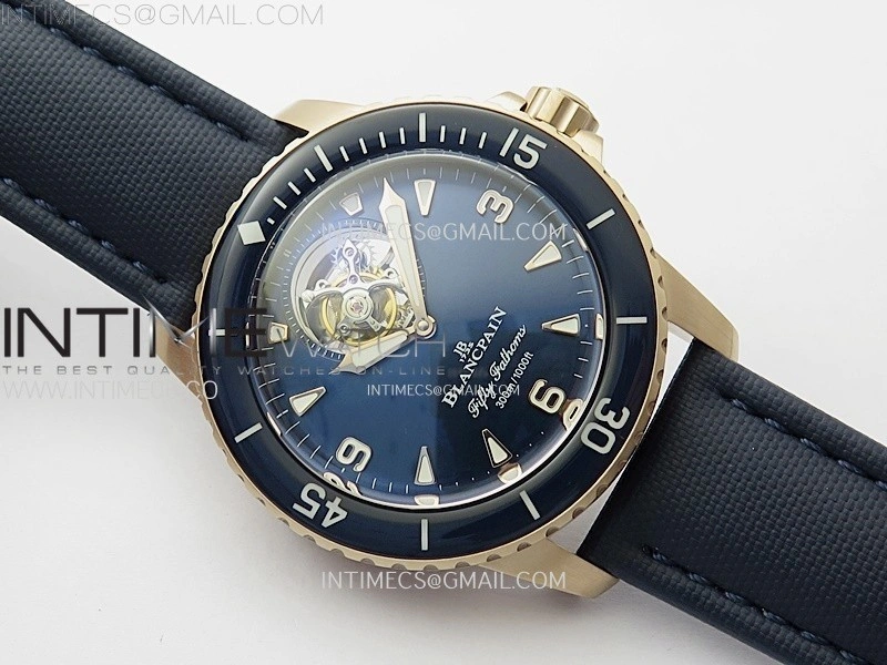 Fifty Fathoms RG YSF Best Edition Blue Dial on Blue Sail-canvas Strap Asian Tourbillon