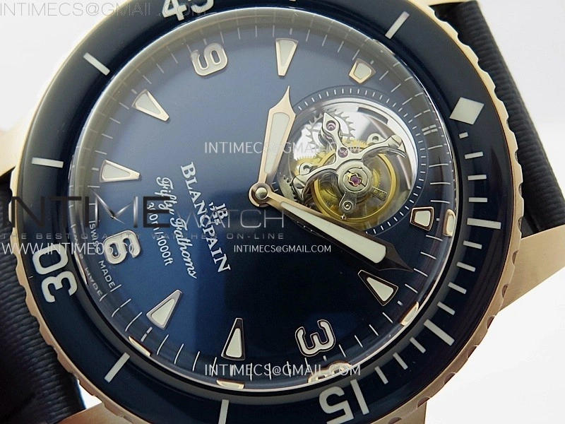 Fifty Fathoms RG YSF Best Edition Blue Dial on Blue Sail-canvas Strap Asian Tourbillon