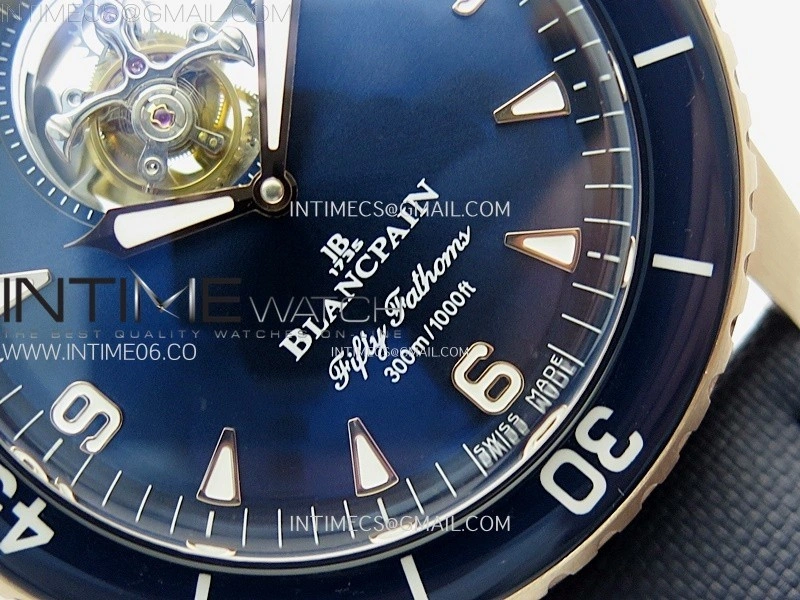 Fifty Fathoms RG YSF Best Edition Blue Dial on Blue Sail-canvas Strap Asian Tourbillon