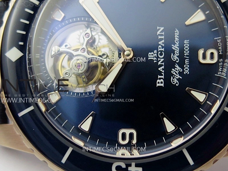 Fifty Fathoms RG YSF Best Edition Blue Dial on Blue Sail-canvas Strap Asian Tourbillon
