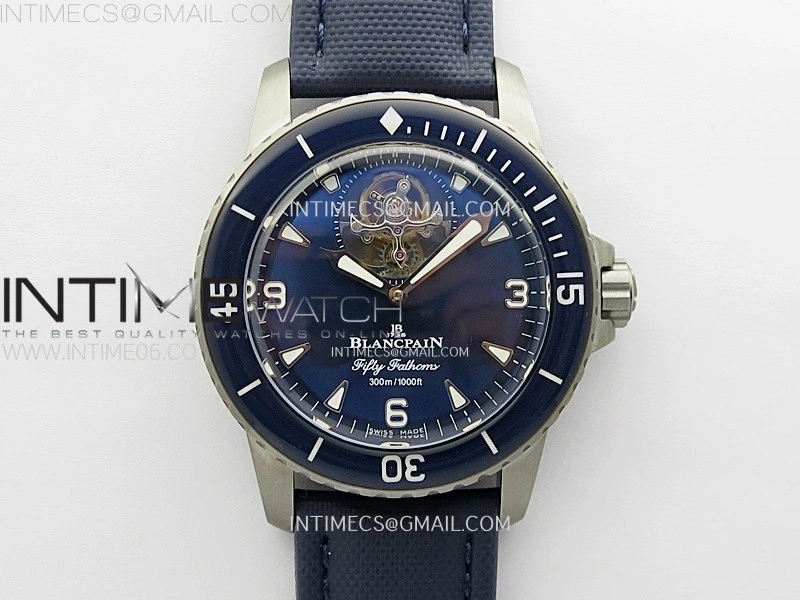 Fifty Fathoms SS YSF Best Edition Blue Dial on Blue Sail-canvas Strap Asian Tourbillon
