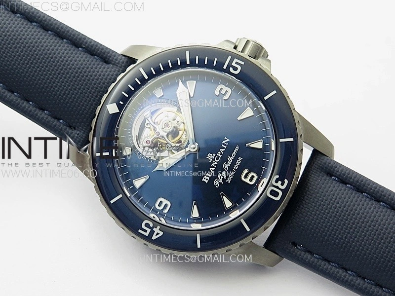 Fifty Fathoms SS YSF Best Edition Blue Dial on Blue Sail-canvas Strap Asian Tourbillon