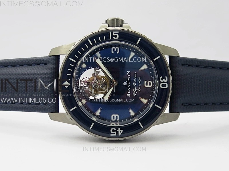Fifty Fathoms SS YSF Best Edition Blue Dial on Blue Sail-canvas Strap Asian Tourbillon