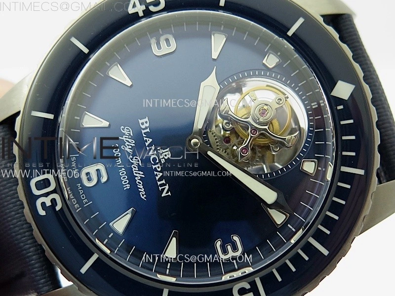 Fifty Fathoms SS YSF Best Edition Blue Dial on Blue Sail-canvas Strap Asian Tourbillon