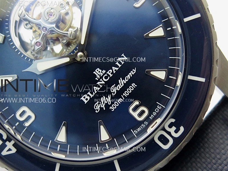 Fifty Fathoms SS YSF Best Edition Blue Dial on Blue Sail-canvas Strap Asian Tourbillon