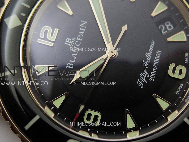 Fifty Fathoms RG ZF 1:1 Best Edition Black Dial On Black Sail-canvas Strap A2836