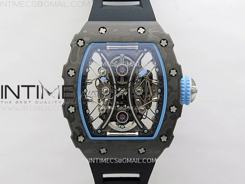 RM053-01 Real Forge Carbon JBF Best Edition Skeleton Dial on Black Rubber Strap Asian Movement