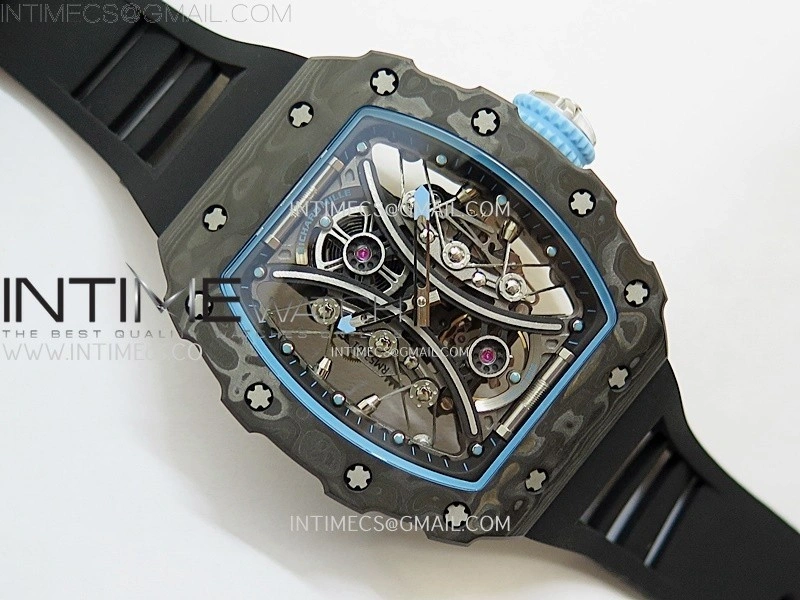 RM053-01 Real Forge Carbon JBF Best Edition Skeleton Dial on Black Rubber Strap Asian Movement