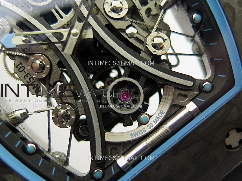 RM053-01 Real Forge Carbon JBF Best Edition Skeleton Dial on Black Rubber Strap Asian Movement