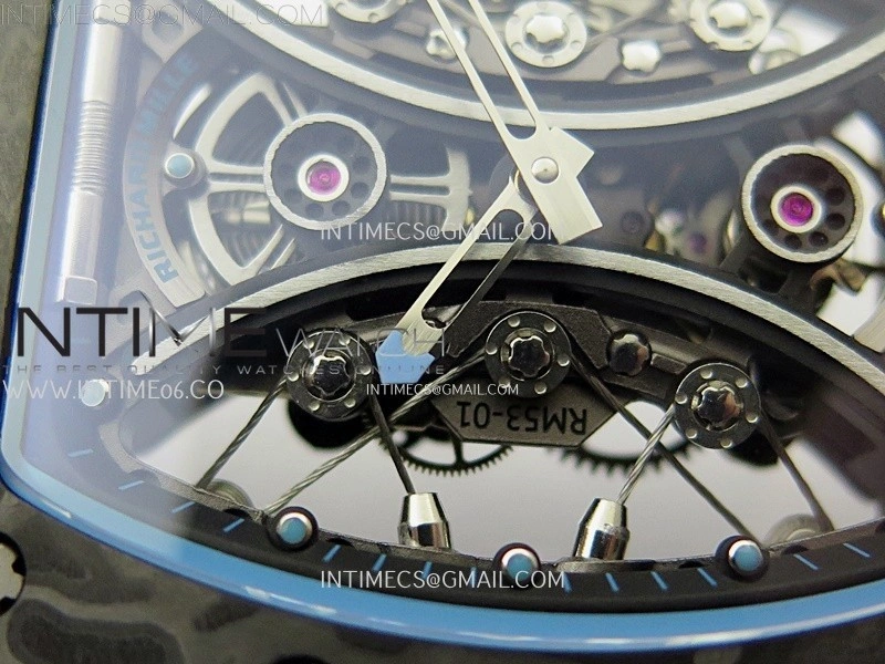 RM053-01 Real Forge Carbon JBF Best Edition Skeleton Dial on Black Rubber Strap Asian Movement