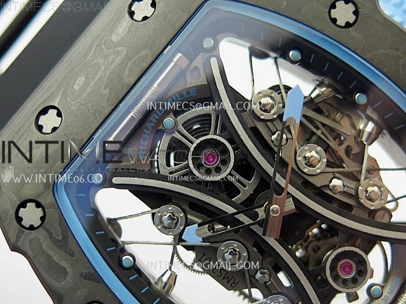RM053-01 Real Forge Carbon JBF Best Edition Skeleton Dial on Black Rubber Strap Asian Movement