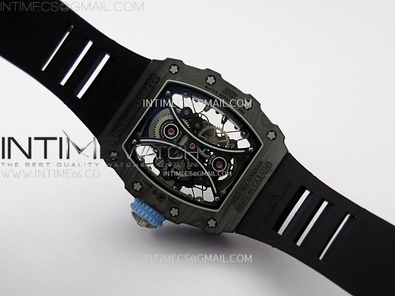RM053-01 Real Forge Carbon JBF Best Edition Skeleton Dial on Black Rubber Strap Asian Movement