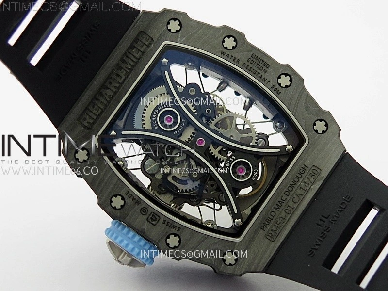 RM053-01 Real Forge Carbon JBF Best Edition Skeleton Dial on Black Rubber Strap Asian Movement