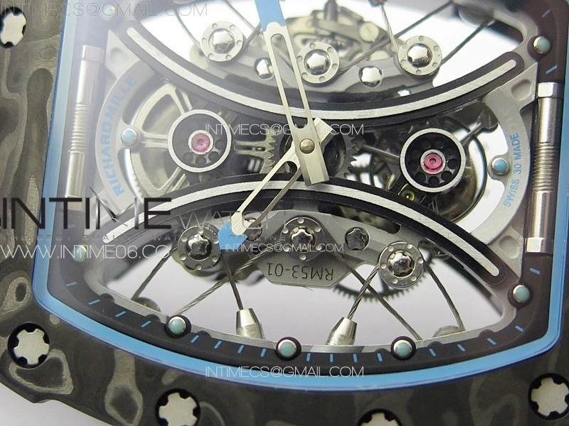 RM053-01 Real Forge Carbon YSF Best Edition Skeleton Dial on Blue Nylon Strap Asian Tourbillon
