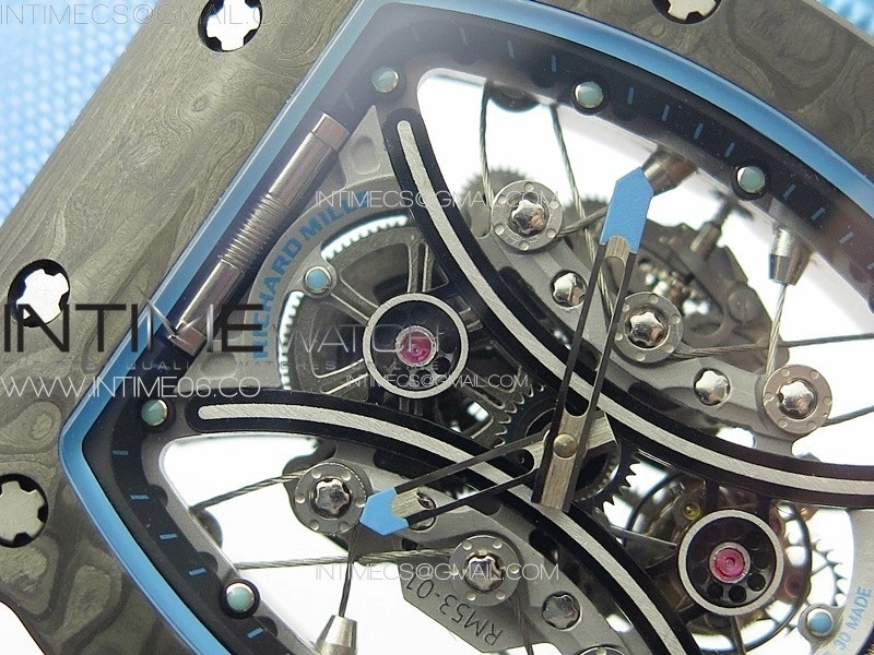 RM053-01 Real Forge Carbon YSF Best Edition Skeleton Dial on Blue Nylon Strap Asian Tourbillon