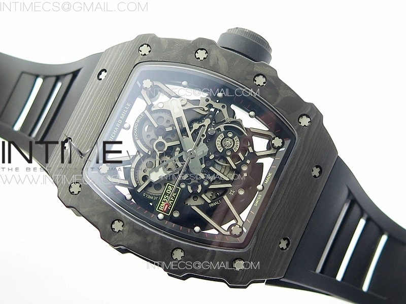 RM035-02 Forged Carbon Case KUF Best Edition Black Crown on Black Rubber Strap MIYOTA8215